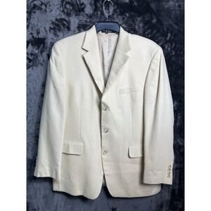 Andrew Fezza Blazer 42R Cream Silk Wool Sport Coat Wedding